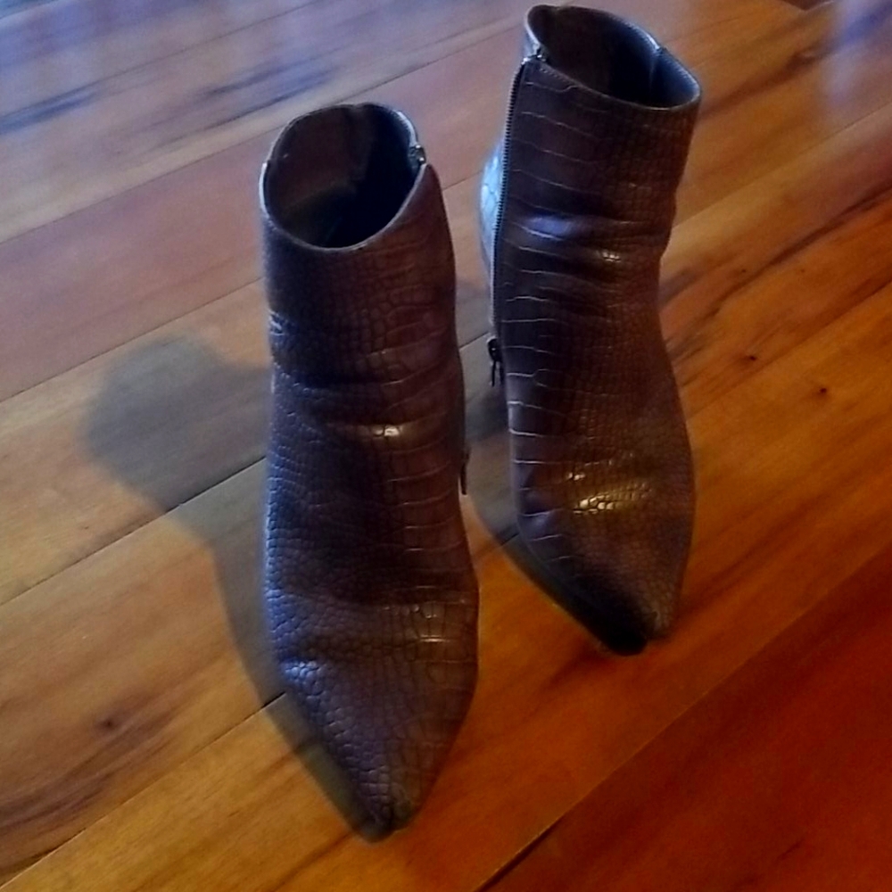 Faux Crocodile Ankle Boots